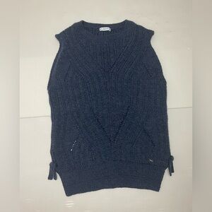 Mayoral Girls Navy Cable Knit Sweater Vest With Side Bows Size Girls 14 157cm
